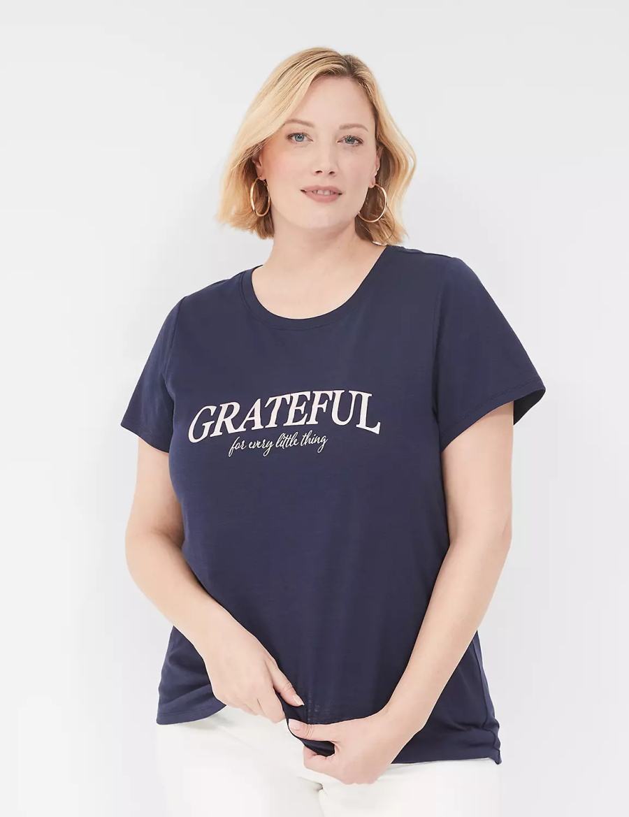 Lane Bryant Grateful Graphic Tee Magliette Donna Blu | FRU9695TD