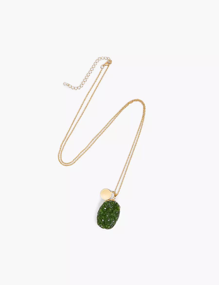 Lane Bryant Green Druzy Collana con Pendente Donna Oro | XTN7996SN