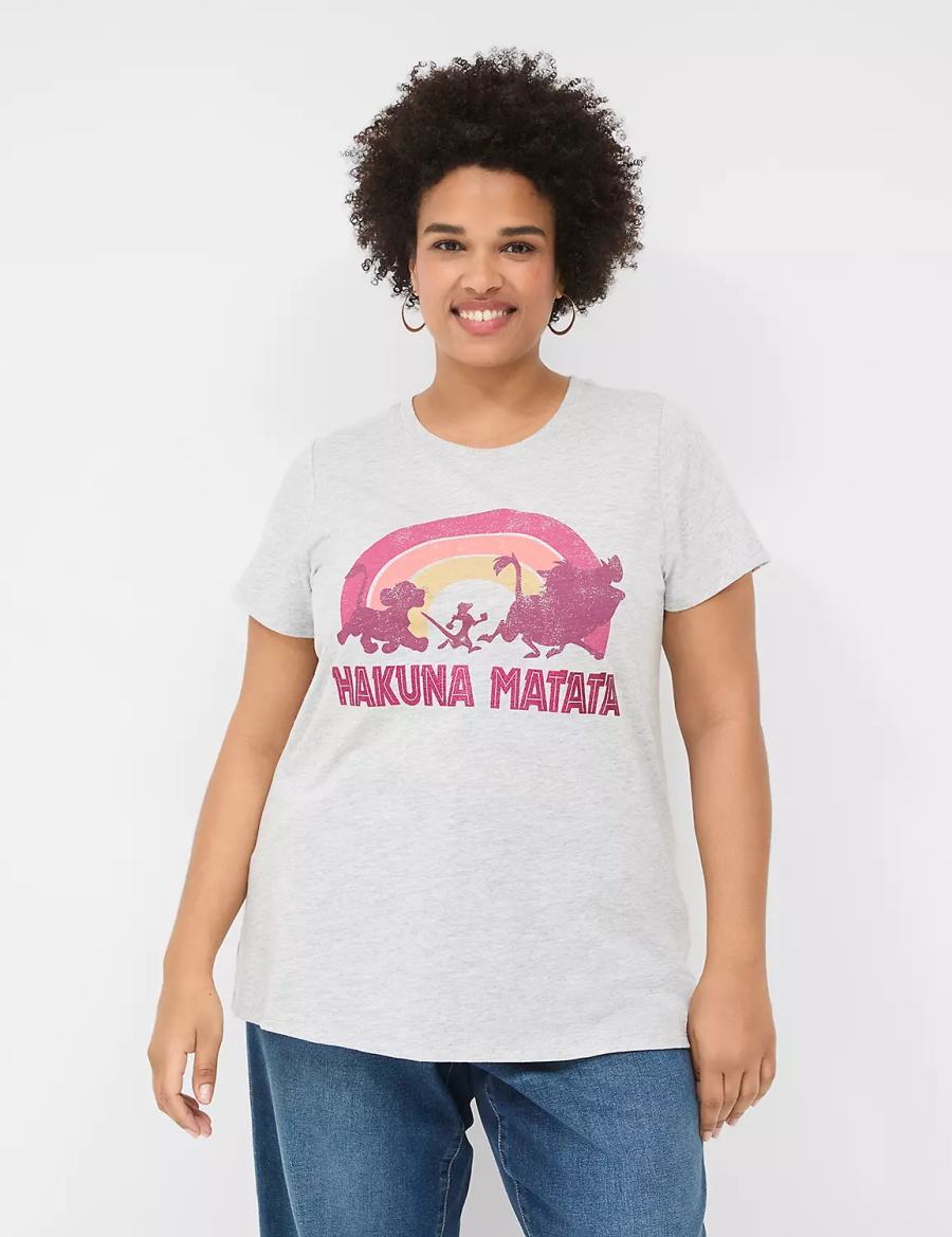 Lane Bryant Hakuna Matata Graphic Tee Magliette Donna Grigie | ERJ666TG