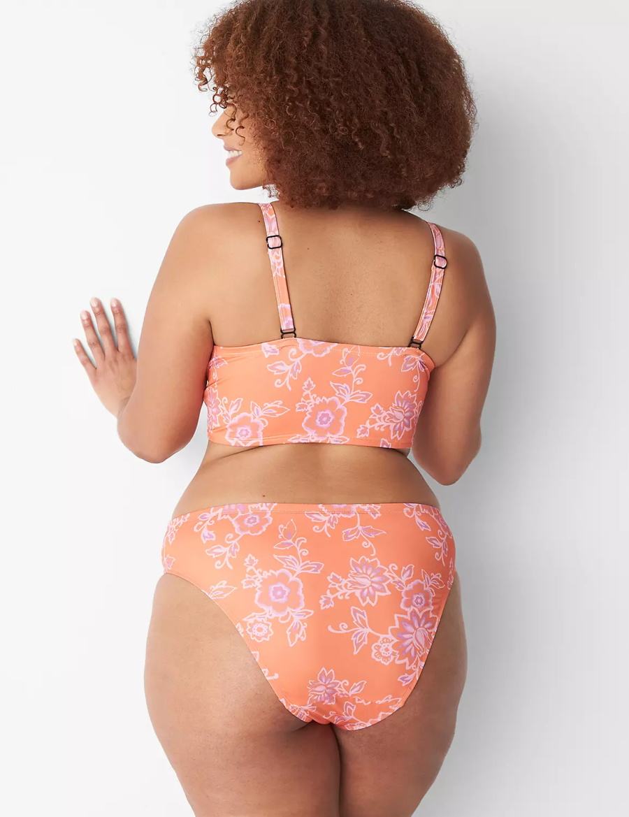 Lane Bryant High-Leg Cheeky Swim Slip Bikini Donna Rosa | LFL5253XK