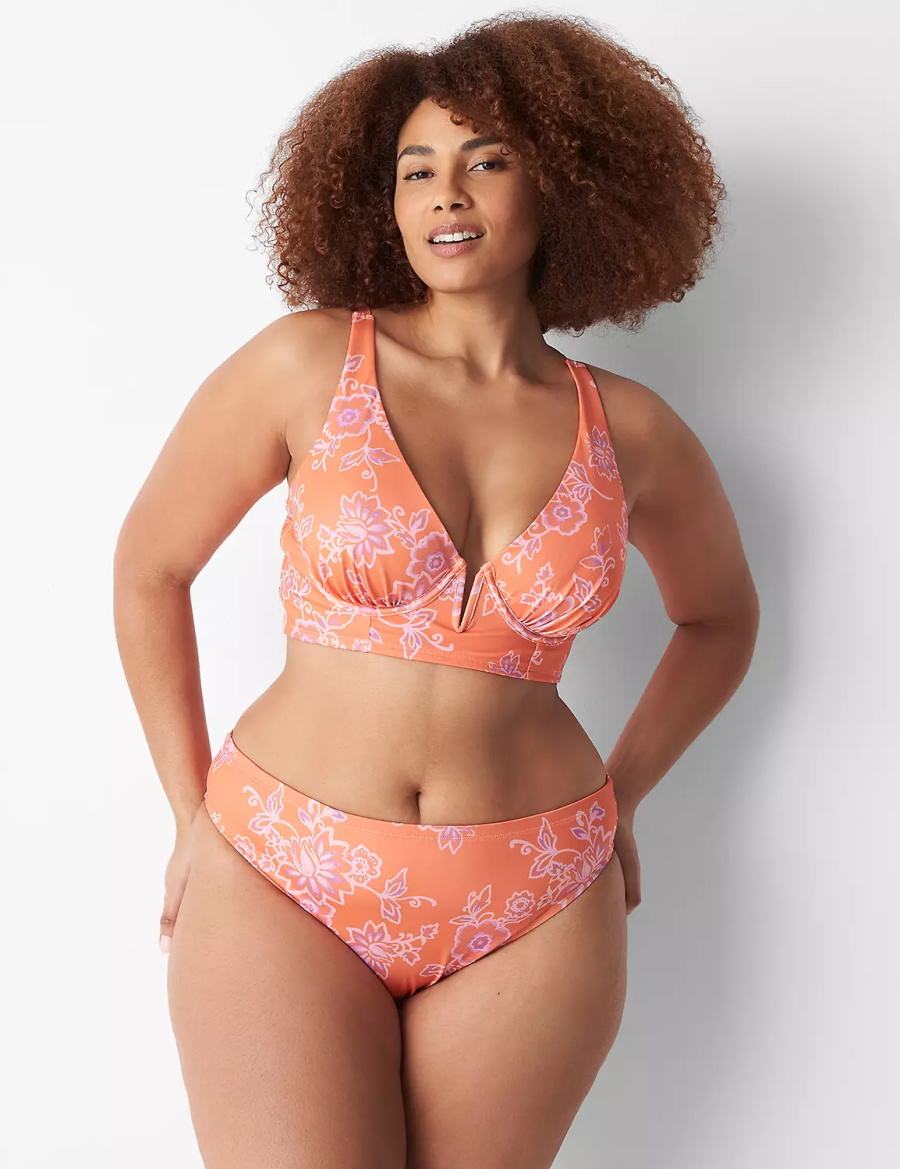 Lane Bryant High-Leg Cheeky Swim Slip Bikini Donna Rosa | LFL5253XK