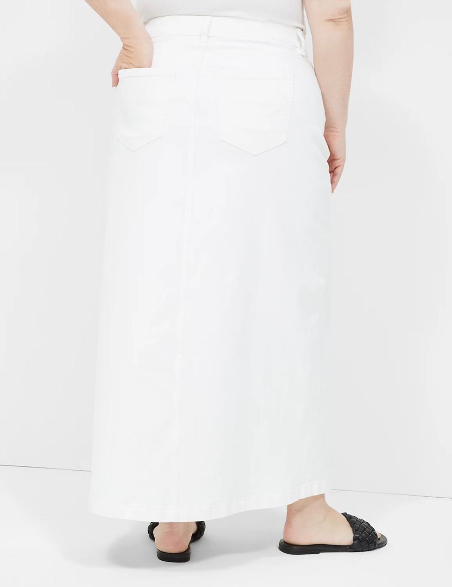 Lane Bryant High-Rise Denim Maxi Gonne Donna Bianche | QYM3320SE