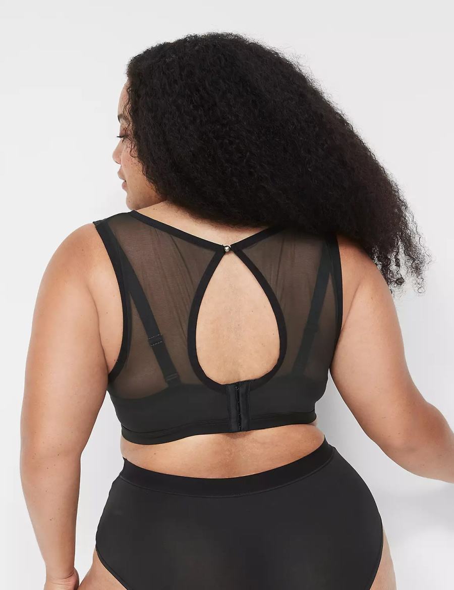 Lane Bryant High Apex With Mesh Overlay Bralette Donna Nere | OZD126JE