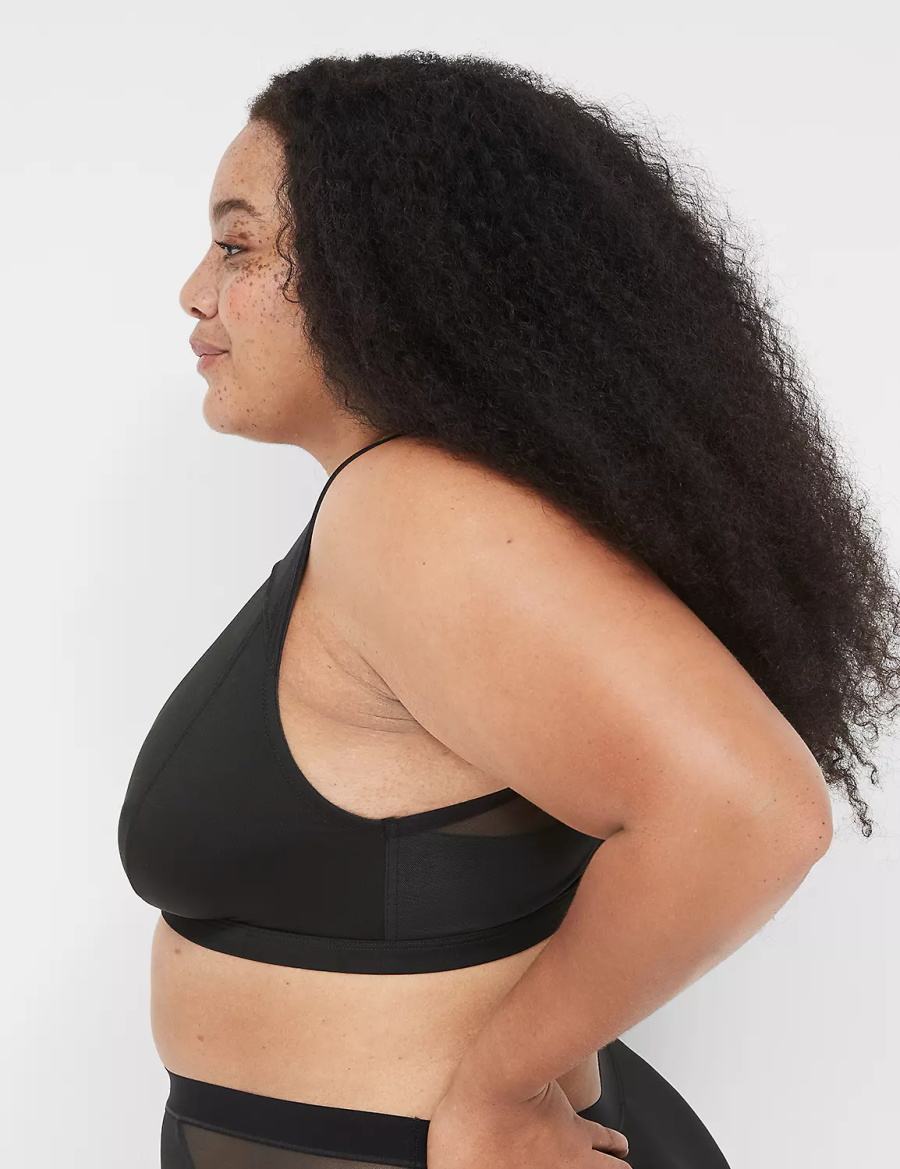 Lane Bryant High Apex With Mesh Overlay Bralette Donna Nere | OZD126JE