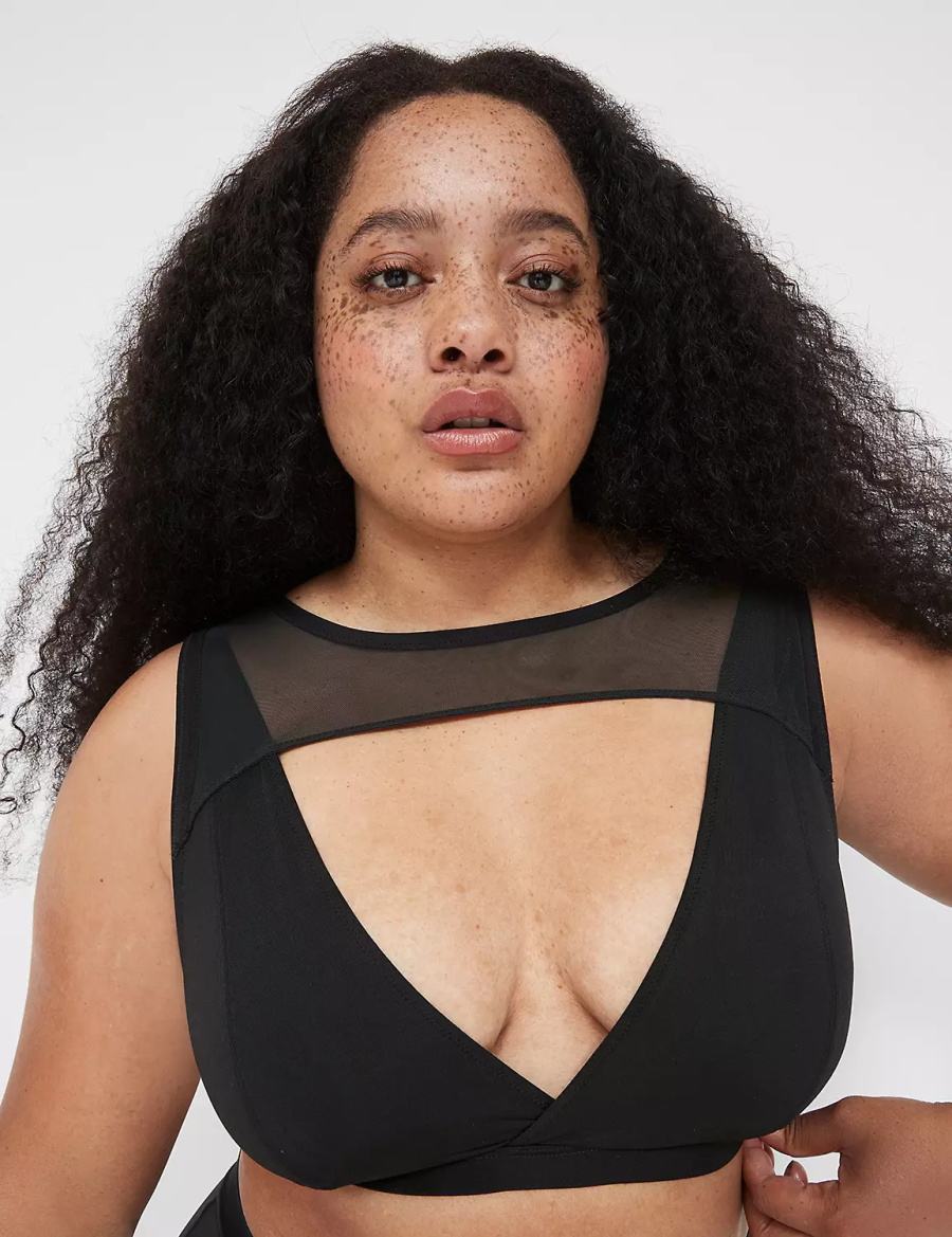 Lane Bryant High Apex With Mesh Overlay Bralette Donna Nere | OZD126JE