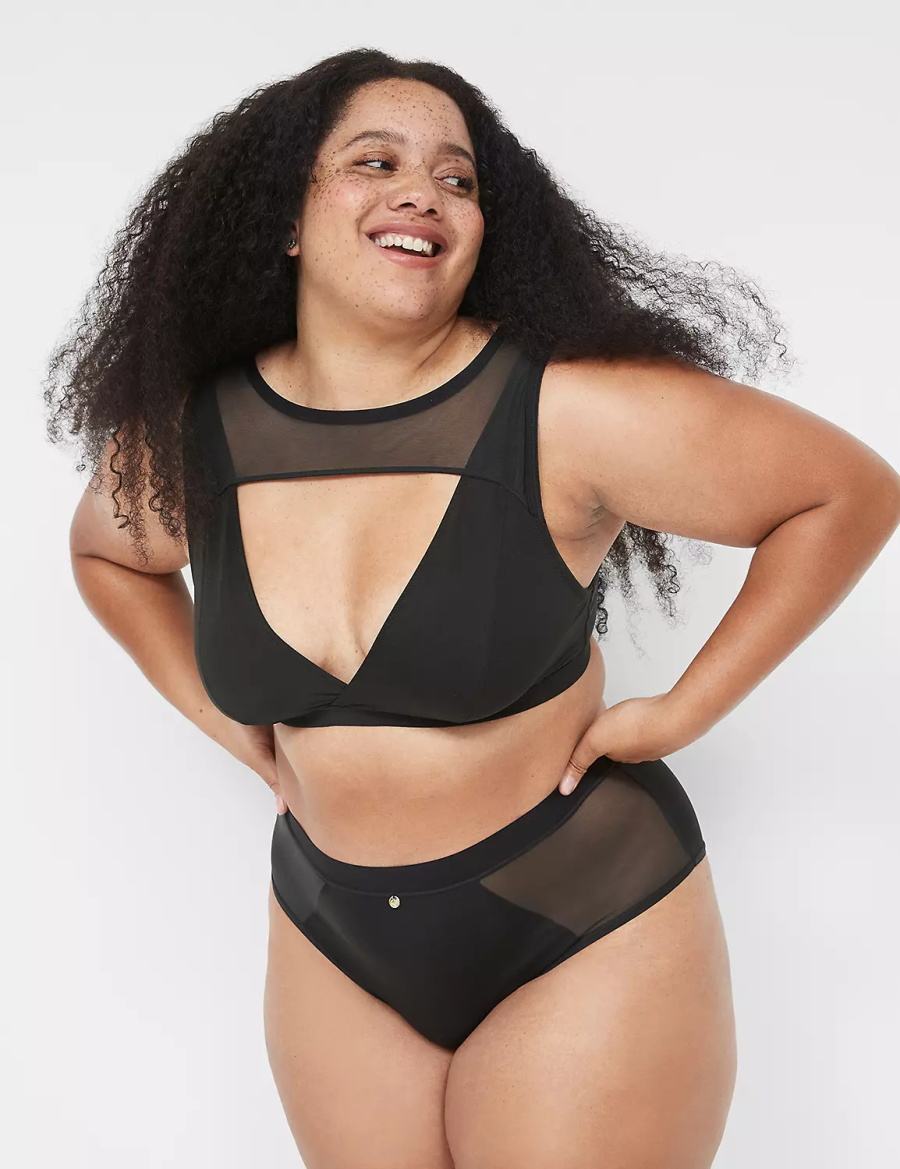 Lane Bryant High Apex With Mesh Overlay Bralette Donna Nere | OZD126JE