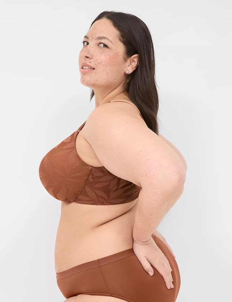 Lane Bryant Invisible Lace Backsmoother Lightly Lined Reggiseno A Balconcino Donna Cioccolato | RBD8820AT