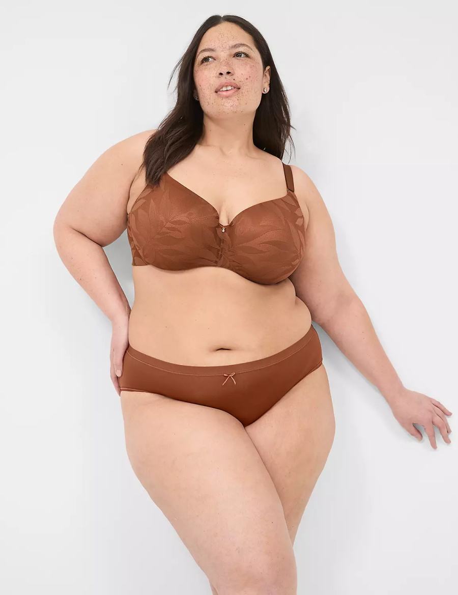 Lane Bryant Invisible Lace Backsmoother Lightly Lined Reggiseno A Balconcino Donna Cioccolato | RBD8820AT