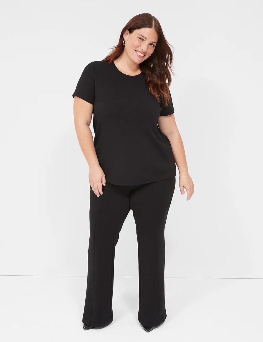 Lane Bryant Journey Knit Flare Pantaloni Donna Nere | QOV5893MD