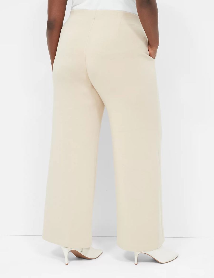 Lane Bryant Journey Knit High-Rise Wide Leg Pantaloni Donna Khaki | QRL3713TD