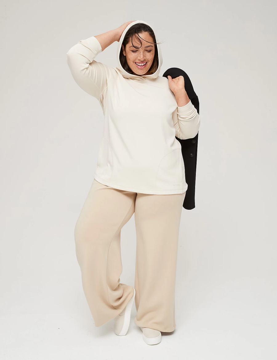 Lane Bryant Journey Knit High-Rise Wide Leg Pantaloni Donna Khaki | QRL3713TD