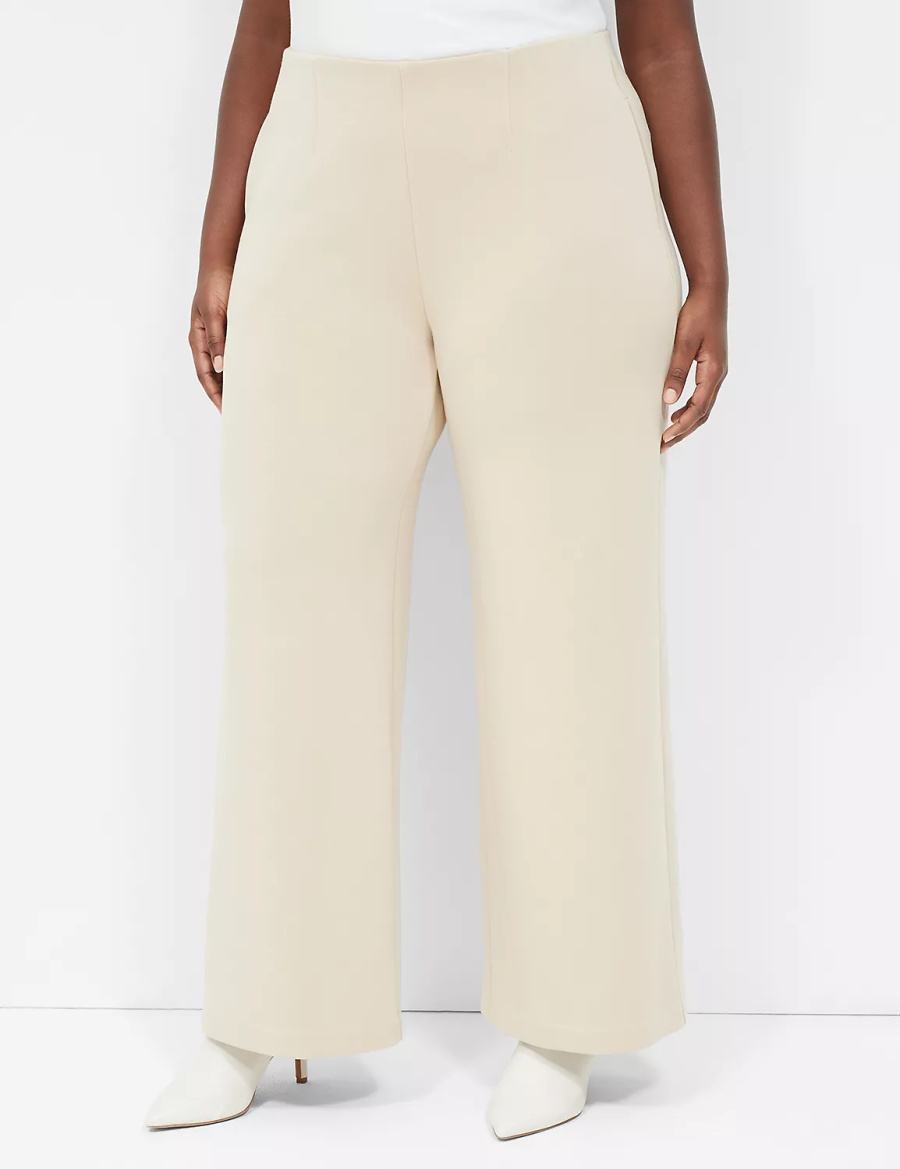 Lane Bryant Journey Knit High-Rise Wide Leg Pantaloni Donna Khaki | QRL3713TD