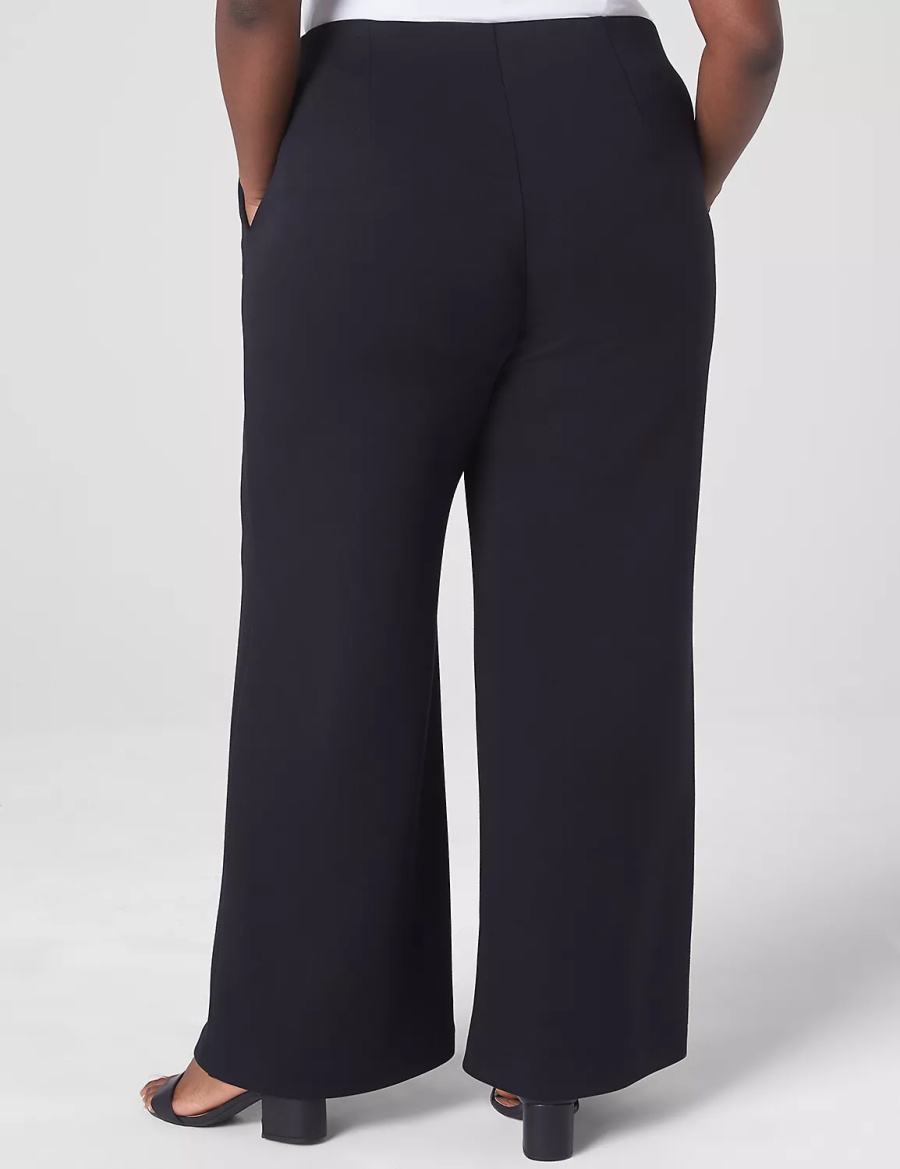 Lane Bryant Journey Knit High-Rise Wide Leg Pantaloni Donna Nere | EPE3869BF