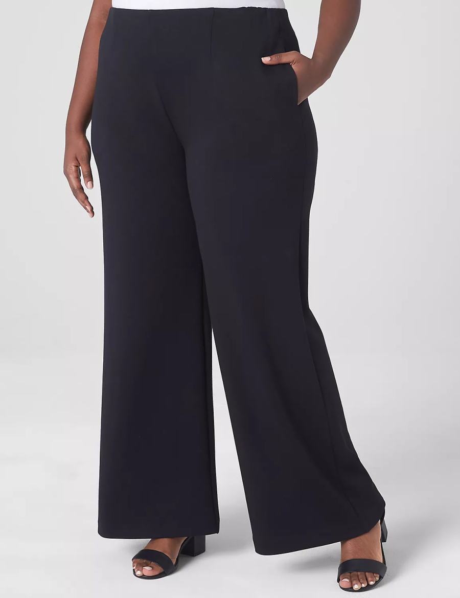 Lane Bryant Journey Knit High-Rise Wide Leg Pantaloni Donna Nere | EPE3869BF