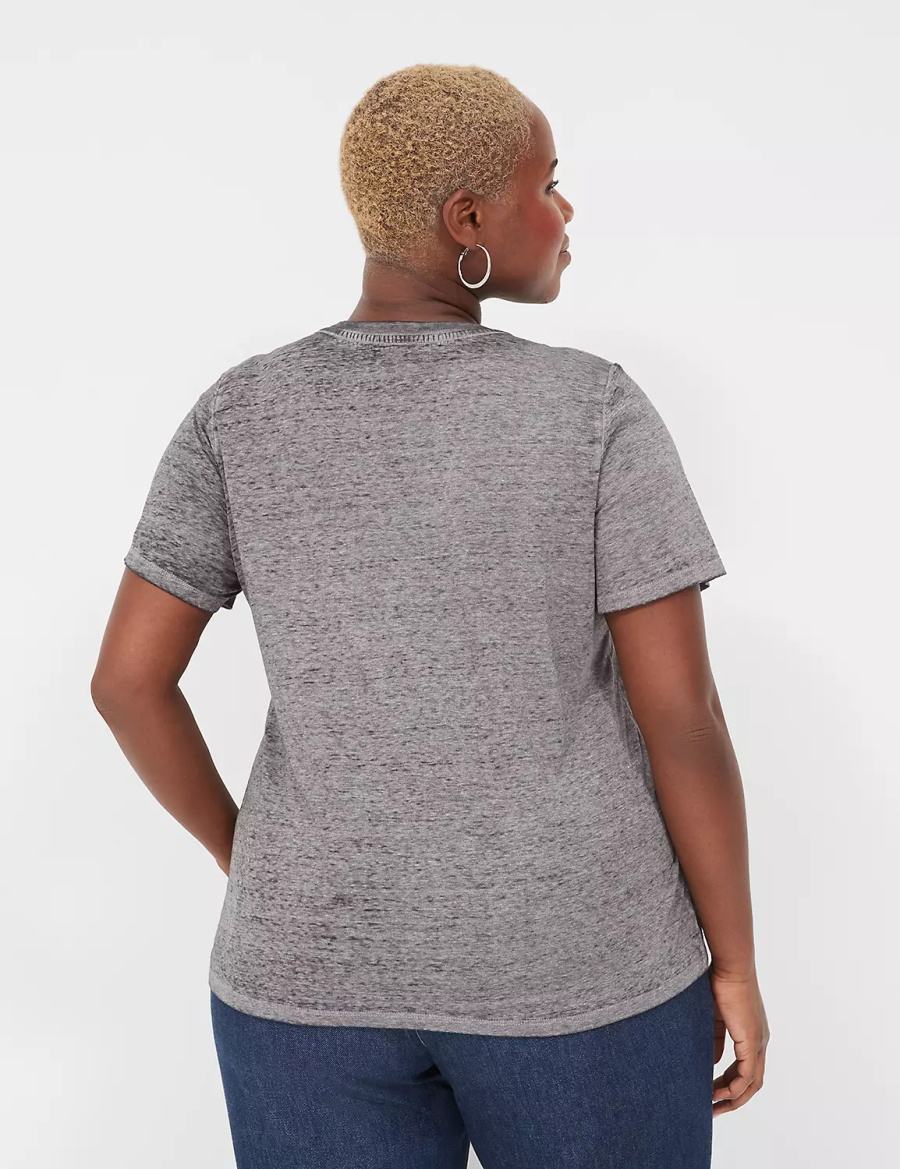 Lane Bryant Kindness Always Matters Burnout Graphic Tee Magliette Donna Grigie Scuro | KGT66EP