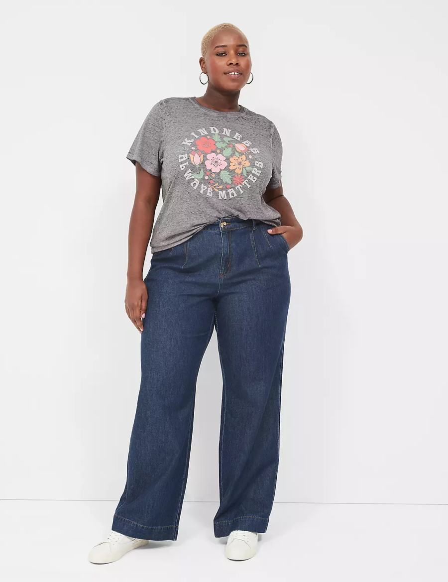 Lane Bryant Kindness Always Matters Burnout Graphic Tee Magliette Donna Grigie Scuro | KGT66EP