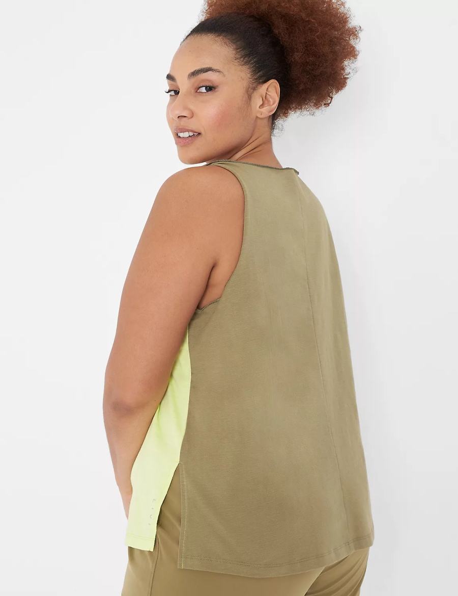 Lane Bryant LIVI Boatneck Twist-Shoulder Canotta Donna Verdi Chiaro | EPR839EM