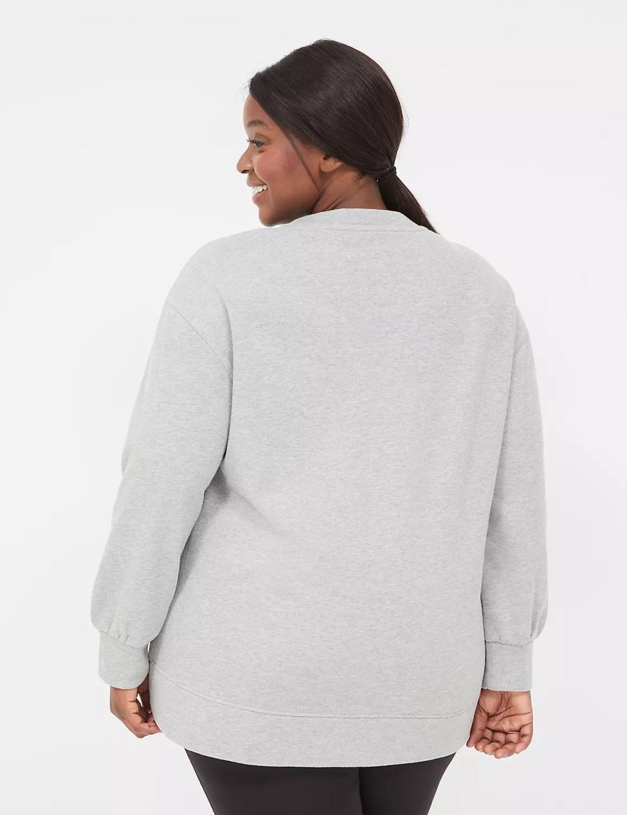 Lane Bryant LIVI Crew-Neck French Terry Felpe Donna Grigie | TOQ5960DW