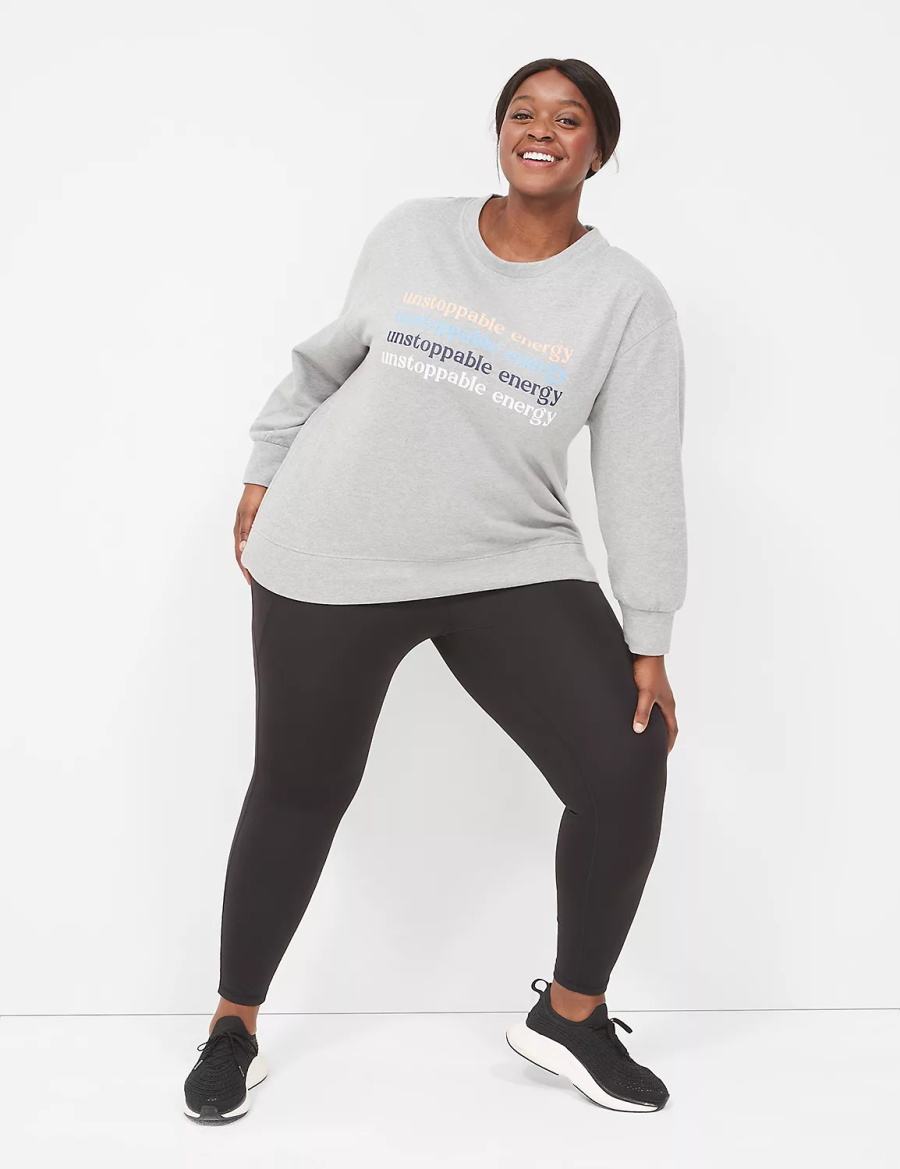 Lane Bryant LIVI Crew-Neck French Terry Felpe Donna Grigie | TOQ5960DW