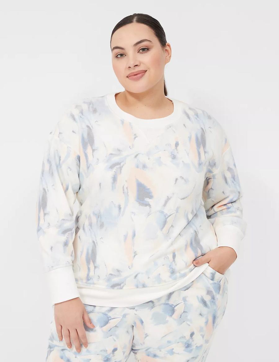 Lane Bryant LIVI Crew-Neck French Terry Felpe Donna Blu | TXH1095AP