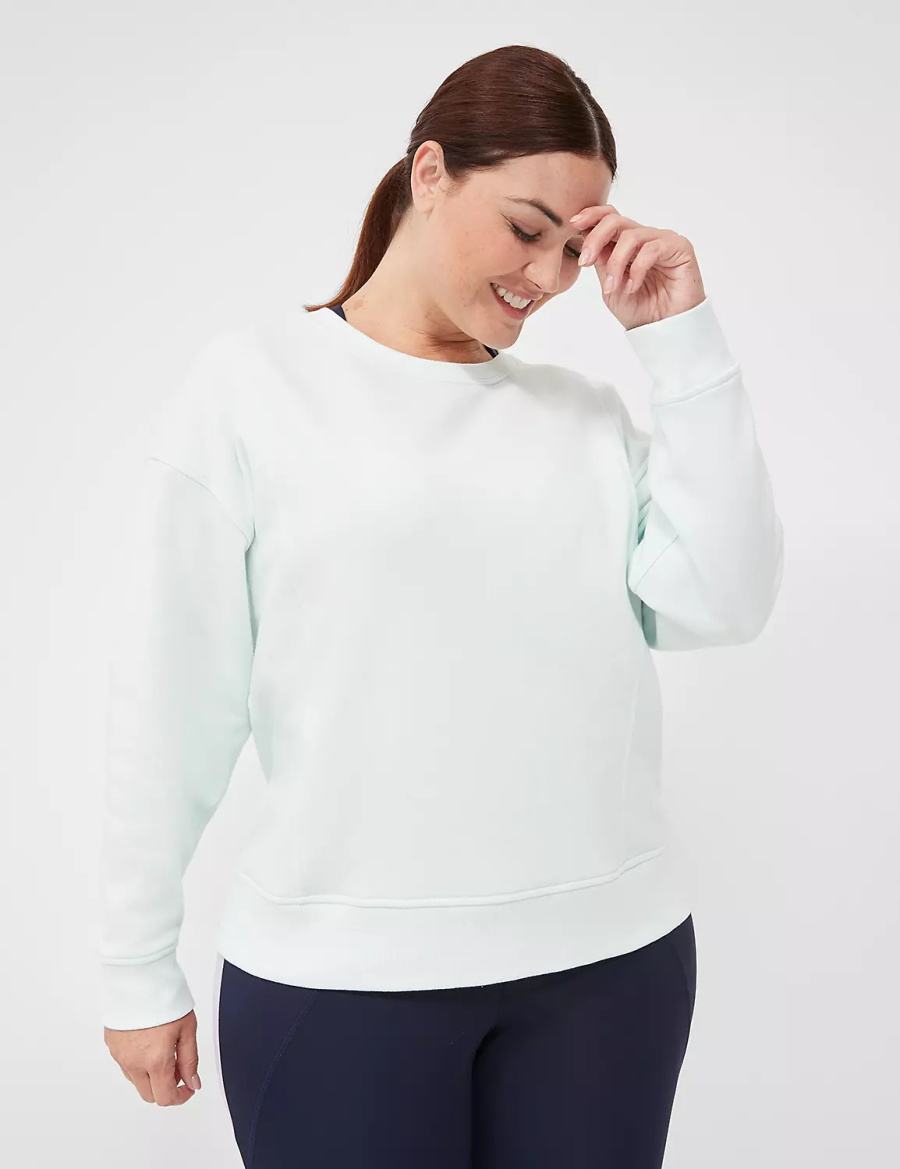 Lane Bryant LIVI Crew-Neck French Terry Washed Felpe Donna Verdi Chiaro | WVP4194UU