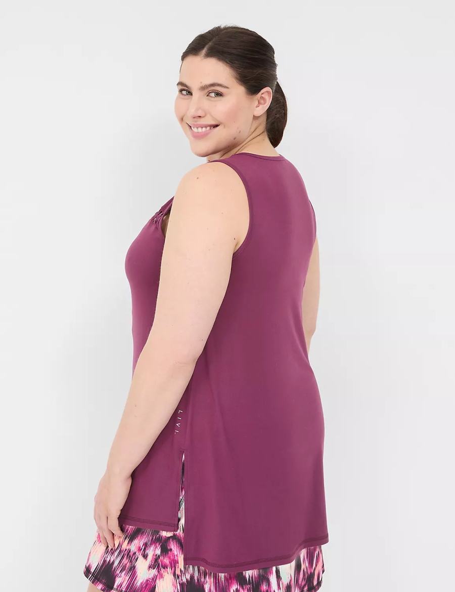 Lane Bryant LIVI Crew-Neck Macrame Canotta Donna Viola Scuro | LES9018NU