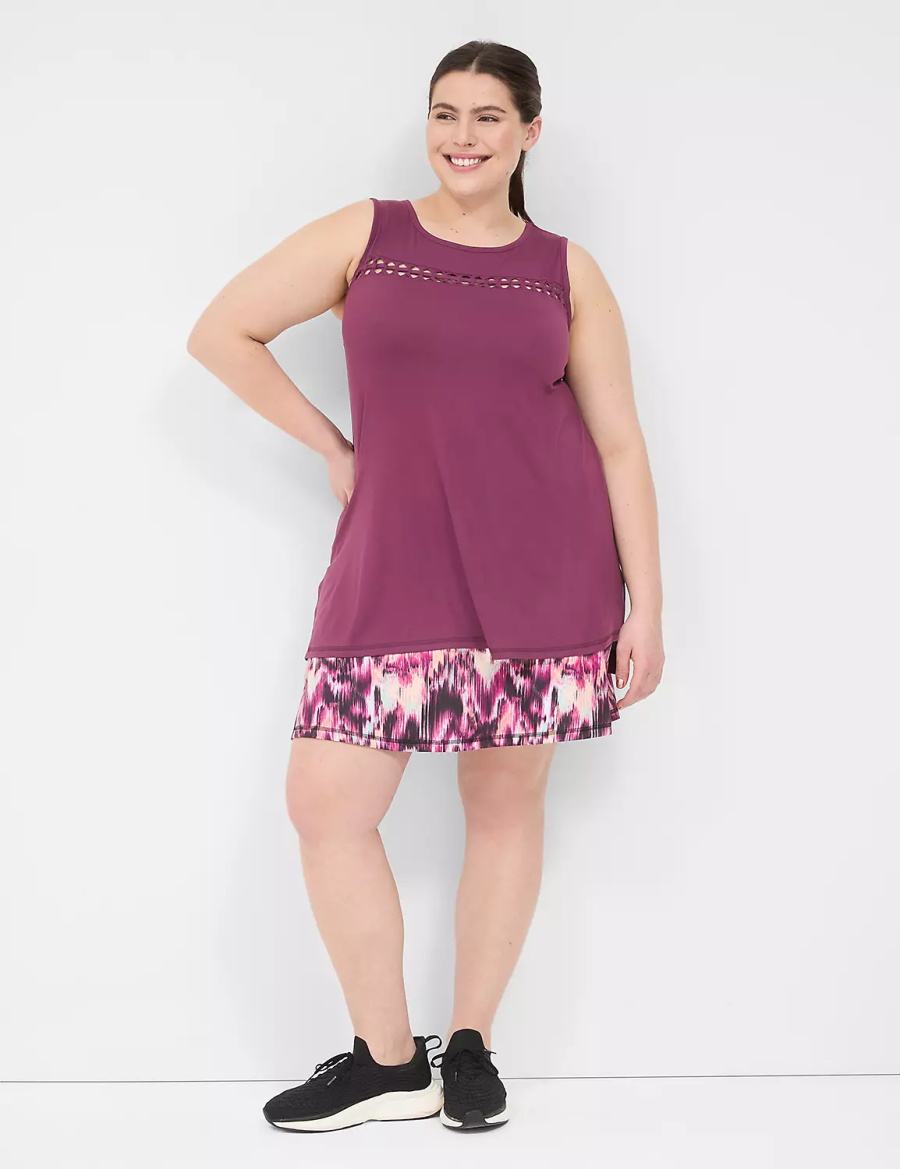 Lane Bryant LIVI Crew-Neck Macrame Canotta Donna Viola Scuro | LES9018NU