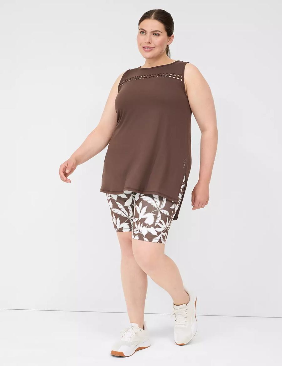 Lane Bryant LIVI Crew-Neck Macrame Canotta Donna Marroni Scuro | JMV3090QX