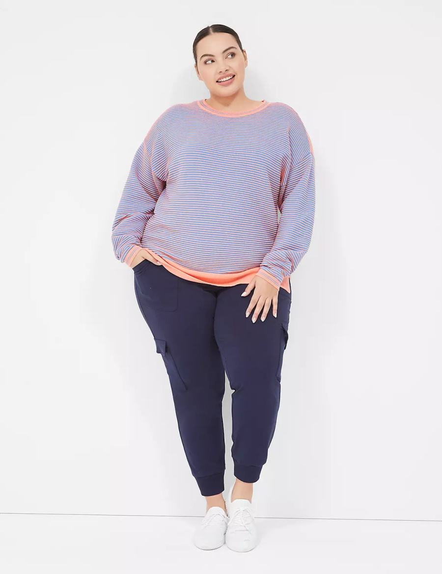 Lane Bryant LIVI Crew-Neck Ottoman Maglioni Donna Corallo | OMX8874IO