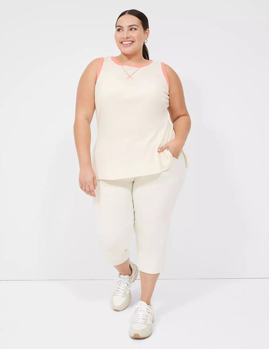 Lane Bryant LIVI Crew-Neck Rib Canotta Donna Bianche | EYP5664HM