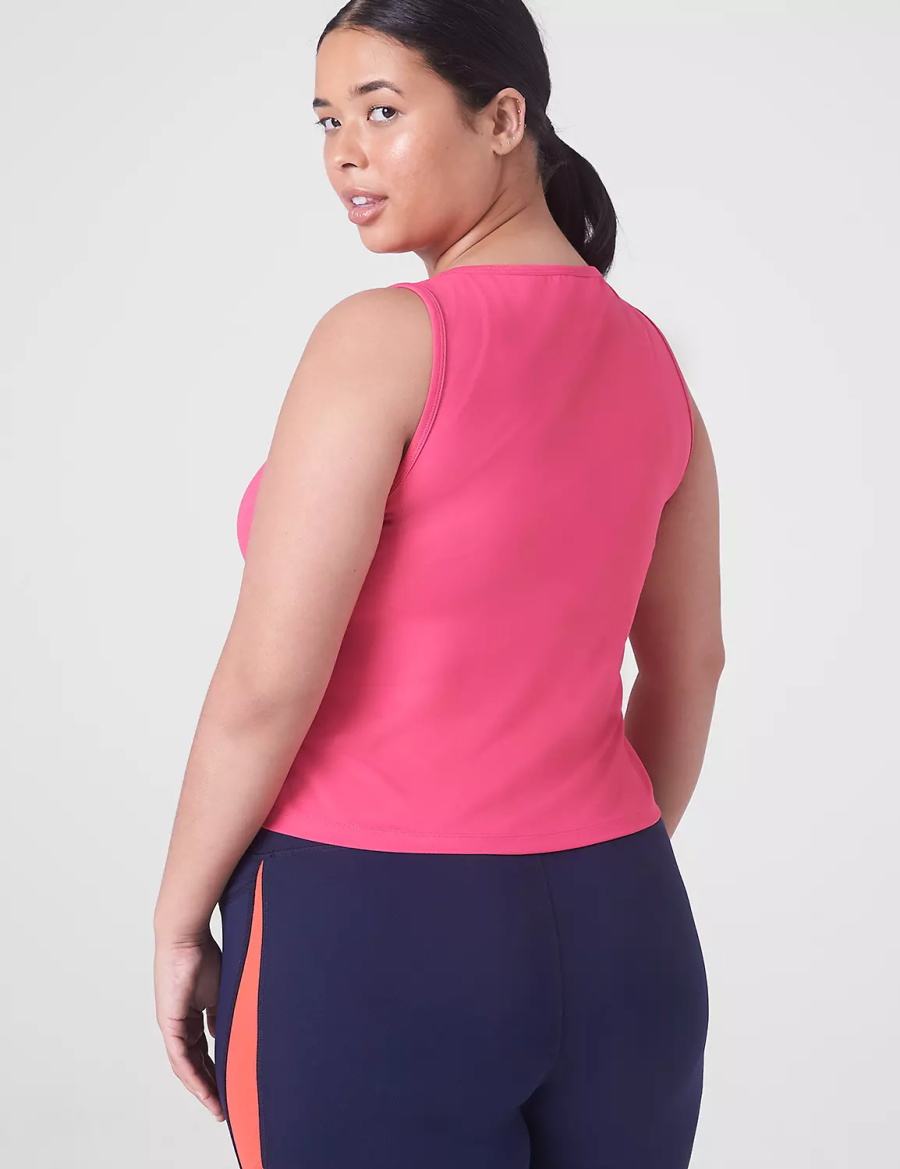 Lane Bryant LIVI Crop Snap-Up Wicking Canotta Donna Fucsia Rosa | ZZX4449OX