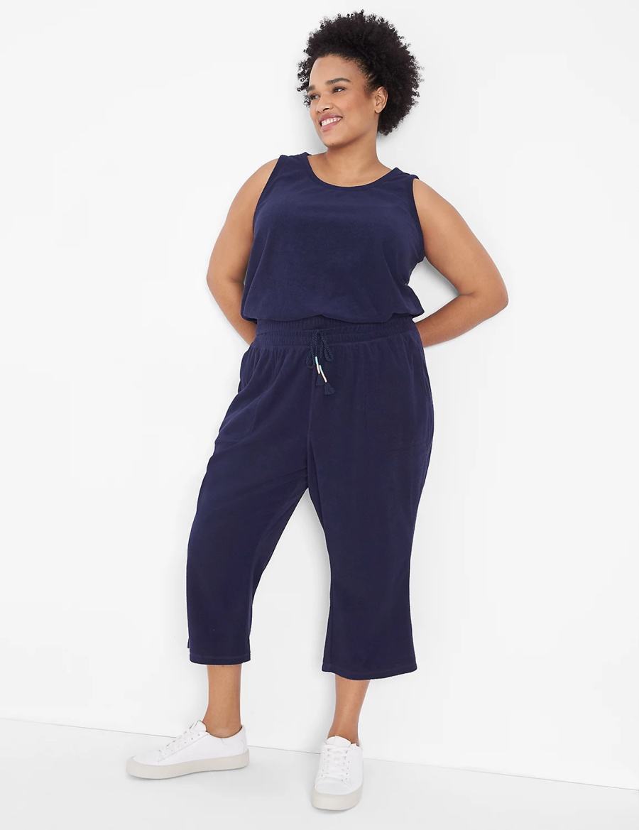 Lane Bryant LIVI Crop Towel Terry Canotta Donna Blu | KJM6031RC