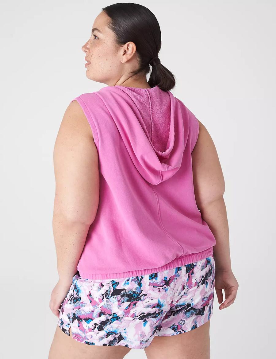 Lane Bryant LIVI Crop V-Neck French Terry Felpa con Cappuccio Donna Fucsia | OLB6128AR