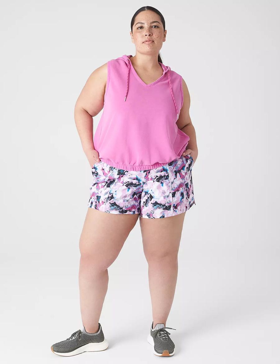 Lane Bryant LIVI Crop V-Neck French Terry Felpa con Cappuccio Donna Fucsia | OLB6128AR