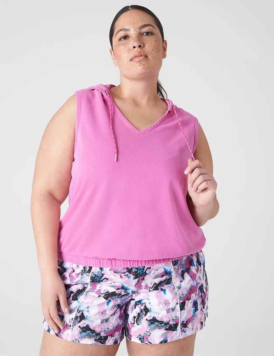 Lane Bryant LIVI Crop V-Neck French Terry Felpa con Cappuccio Donna Fucsia | OLB6128AR