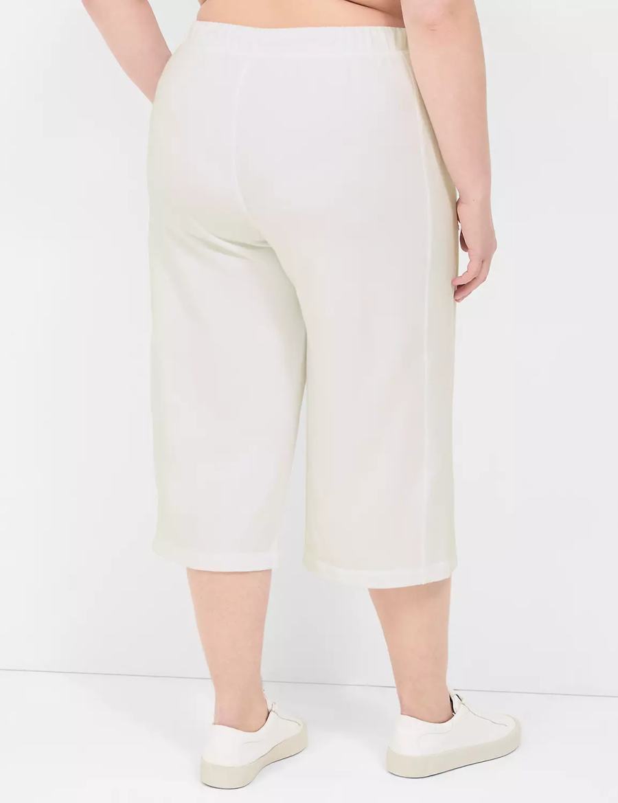 Lane Bryant LIVI French Terry Relaxed Straight Capri Pantaloni Donna Bianche | CIJ6255QR