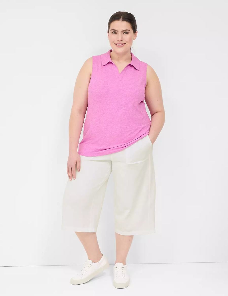 Lane Bryant LIVI French Terry Relaxed Straight Capri Pantaloni Donna Bianche | CIJ6255QR