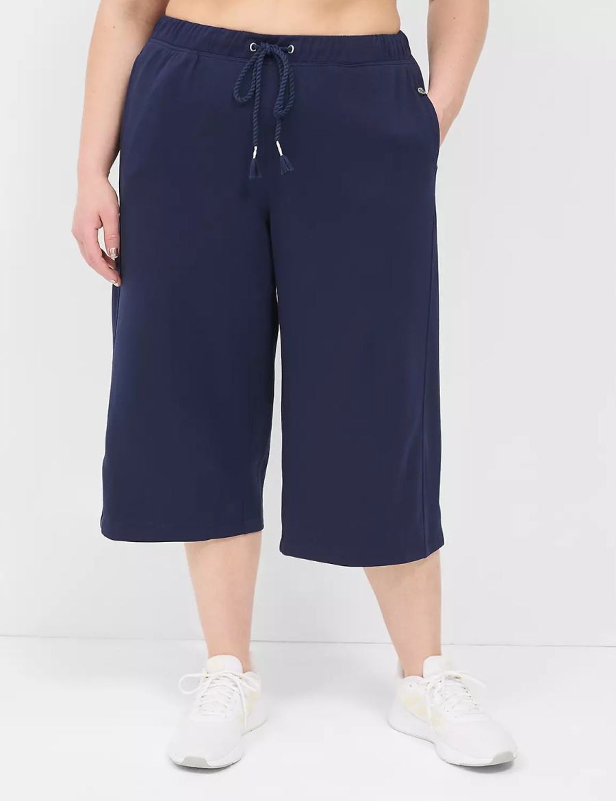 Lane Bryant LIVI French Terry Relaxed Straight Capri Pantaloni Donna Blu Marino | KLU1893GJ