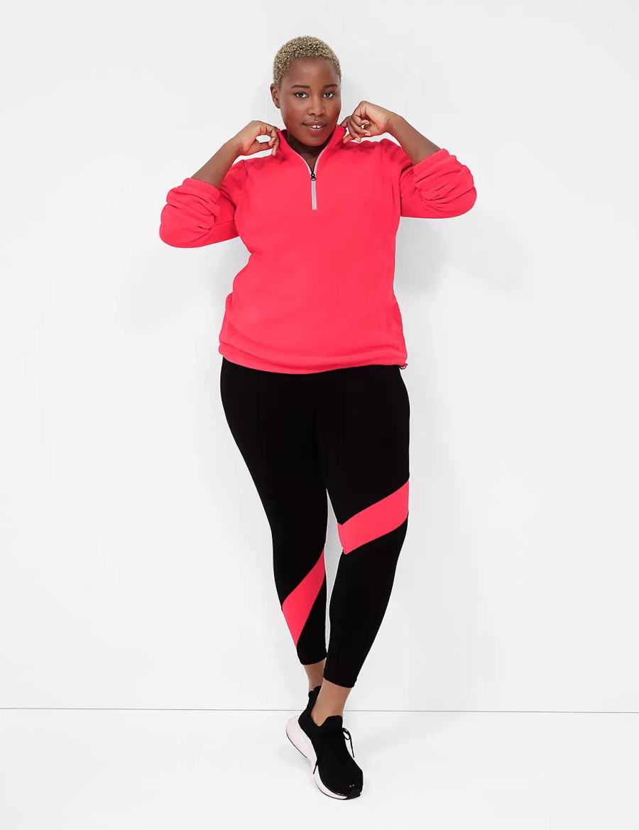 Lane Bryant LIVI Half-Zip Polar Fleece Pullover Pullover Donna Rosa | OLE4743ZM