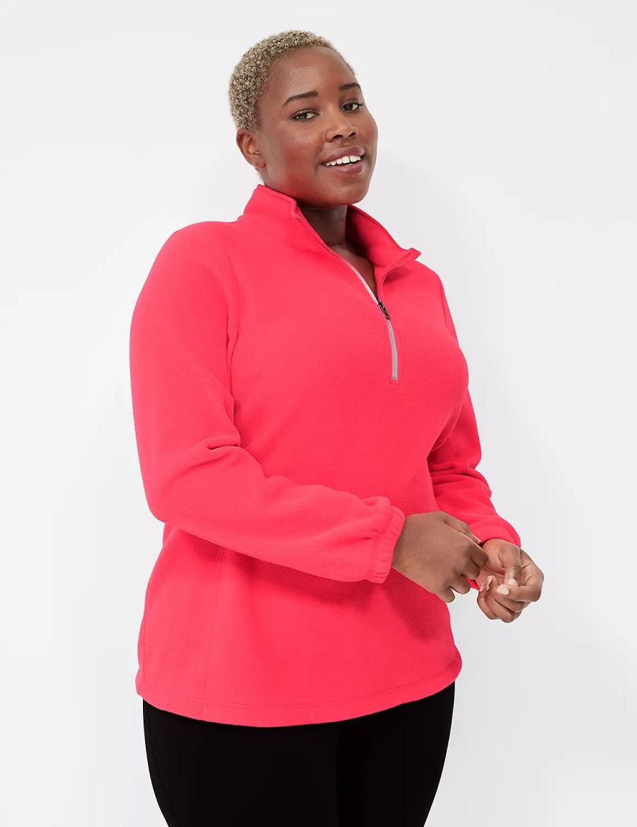 Lane Bryant LIVI Half-Zip Polar Fleece Pullover Pullover Donna Rosa | OLE4743ZM