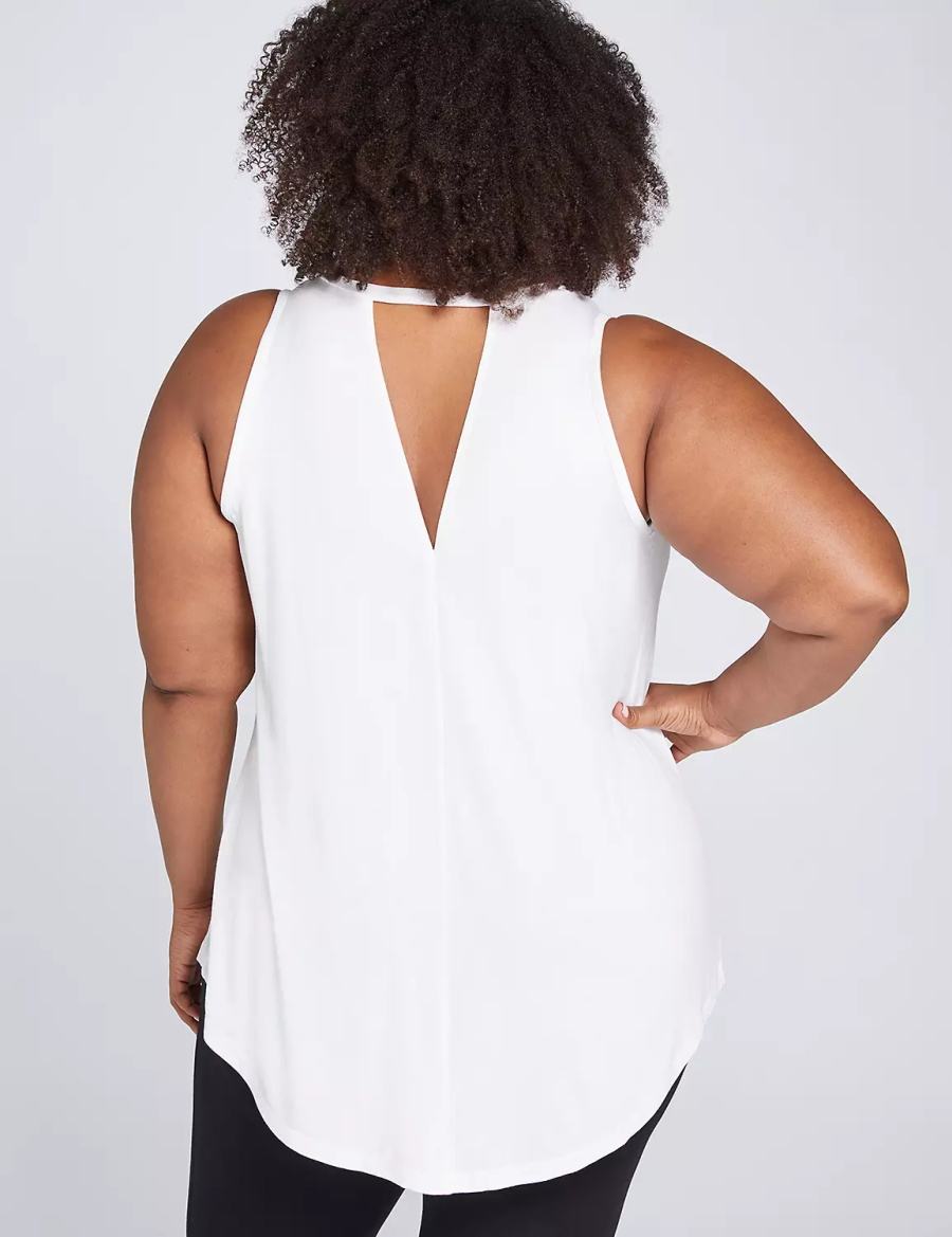 Lane Bryant LIVI High-Neck V-Back Canotta Donna Bianche | HKW7452OC