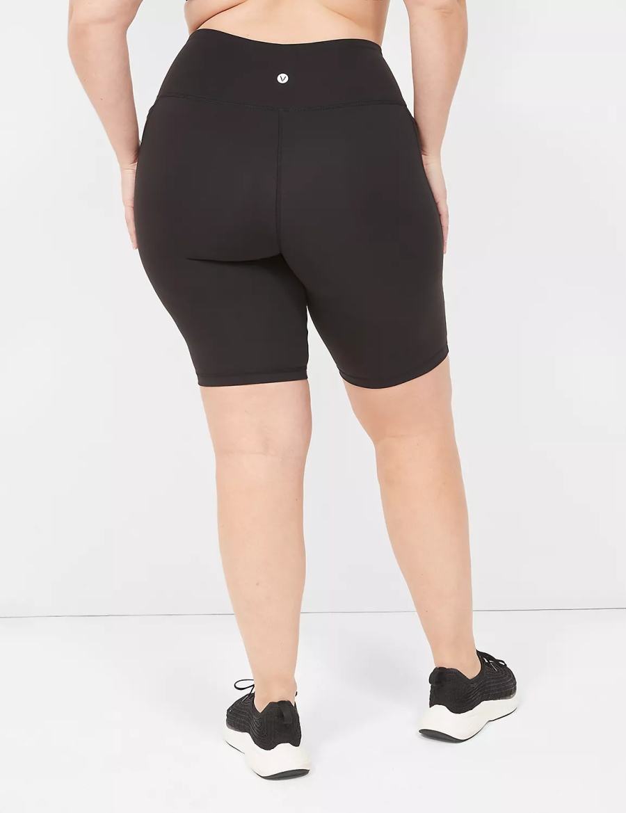 Lane Bryant LIVI High-Rise Recycled LIVI Soft Knee Pantaloncini Donna Nere | NWF595AC