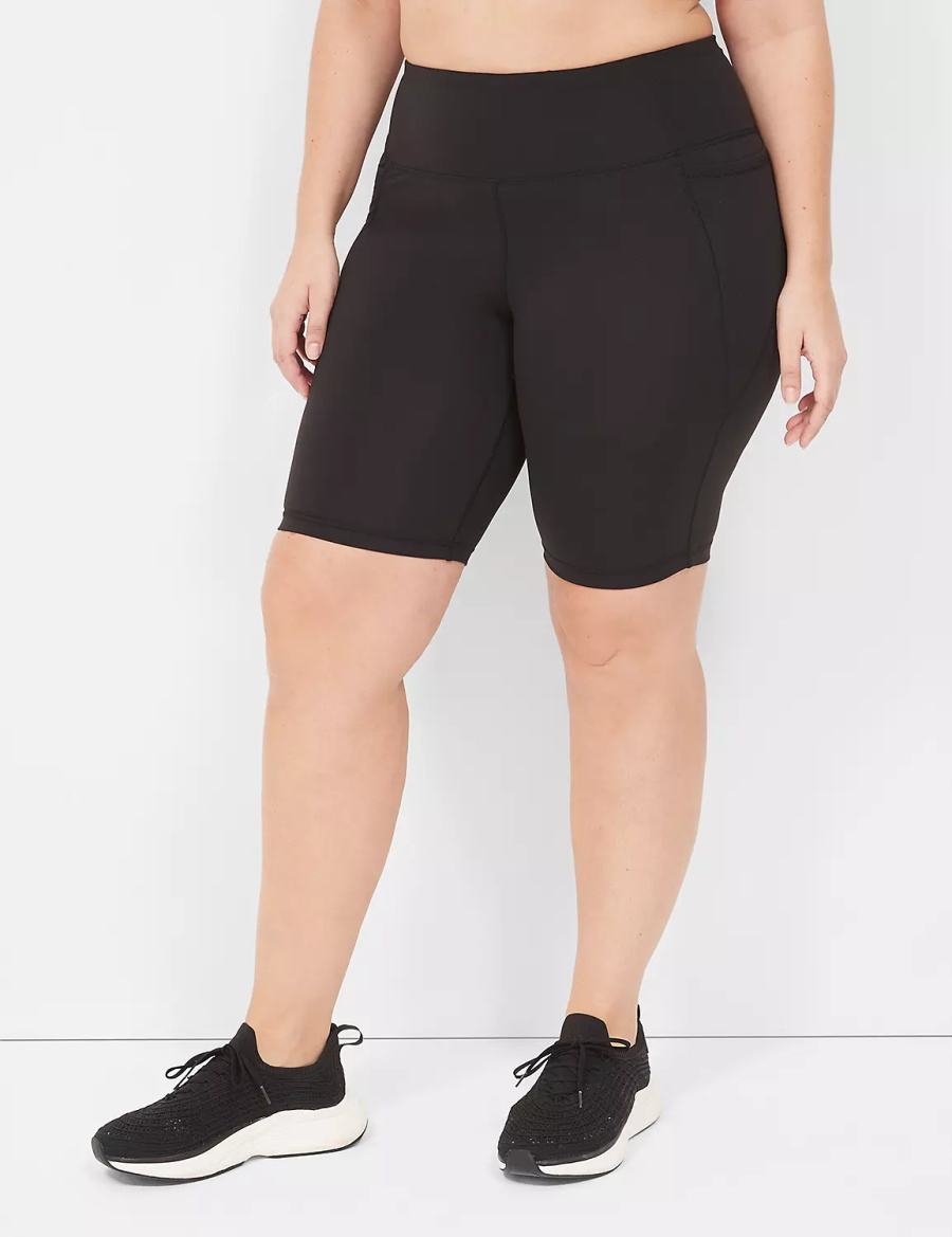 Lane Bryant LIVI High-Rise Recycled LIVI Soft Knee Pantaloncini Donna Nere | NWF595AC