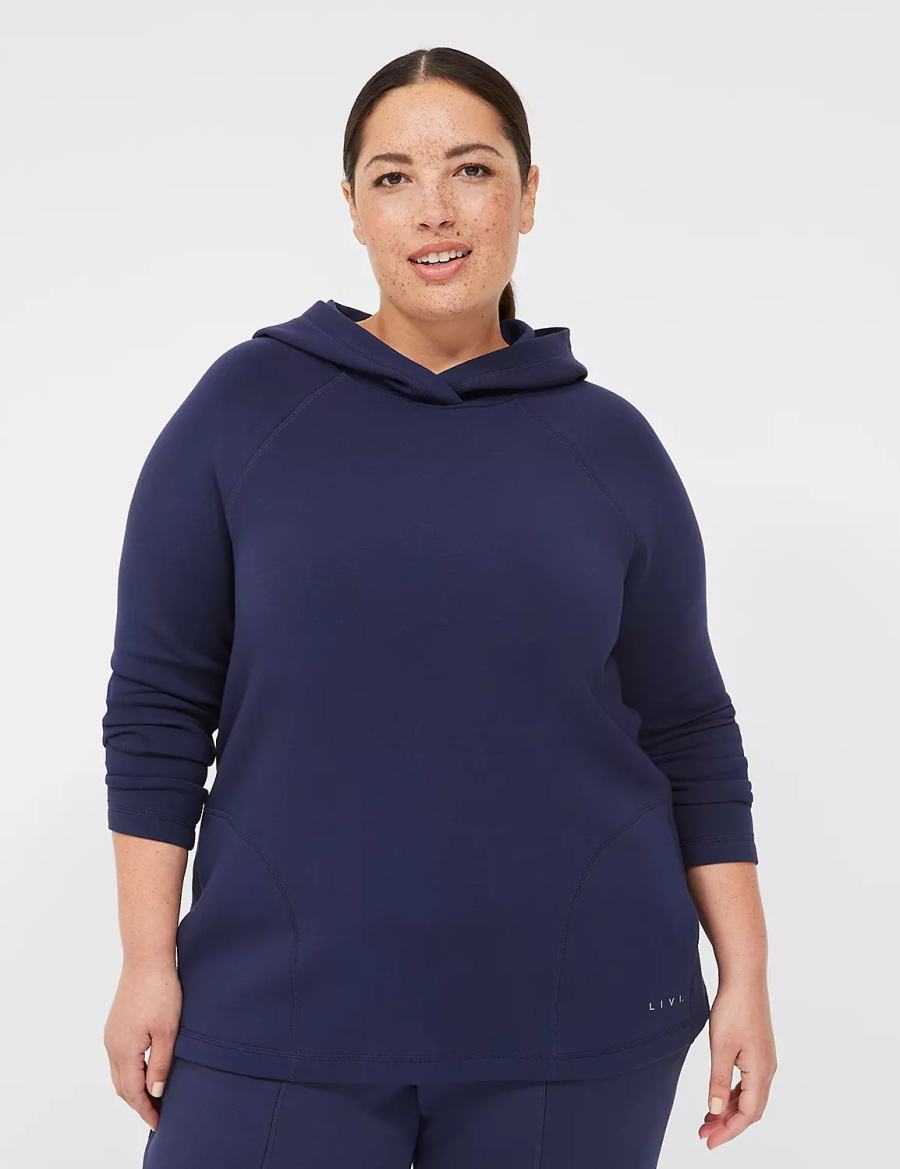 Lane Bryant LIVI Hooded Journey Pullover Pullover Donna Blu Marino | OIG7056JF