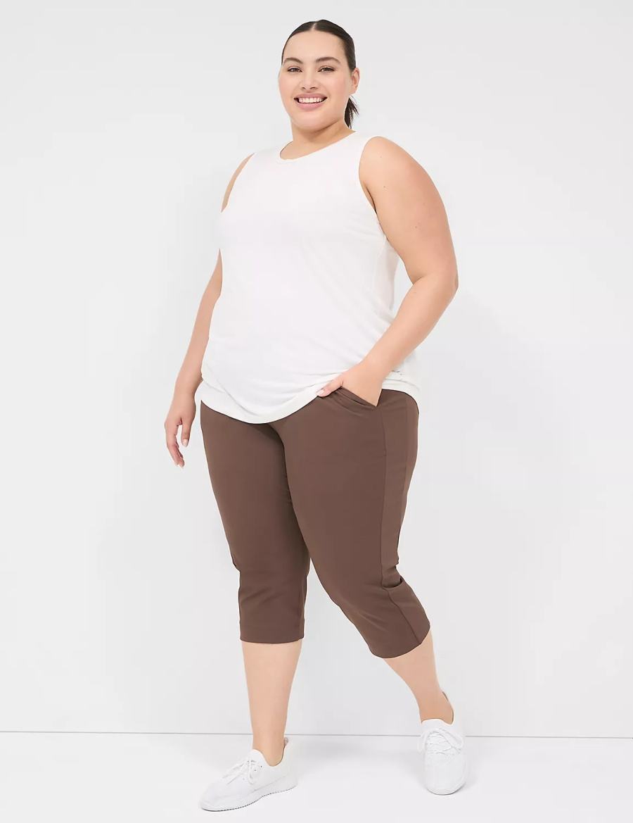 Lane Bryant LIVI Knit Capri Pantaloni Donna Marroni Scuro | ANQ1253XE