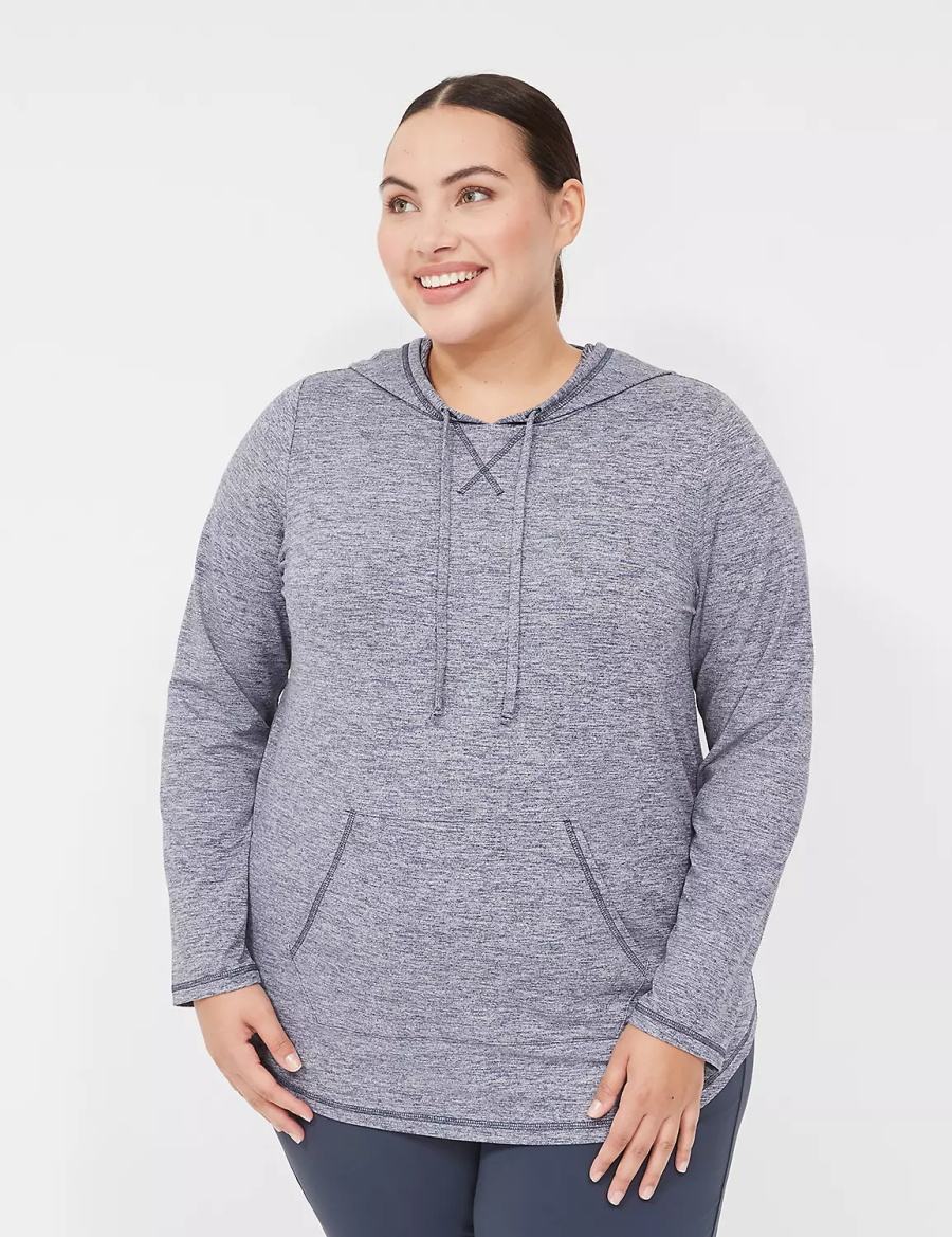 Lane Bryant LIVI Long-Sleeve Recycled LIVI Soft Felpa con Cappuccio Donna Blu Marino | VFN3618GU