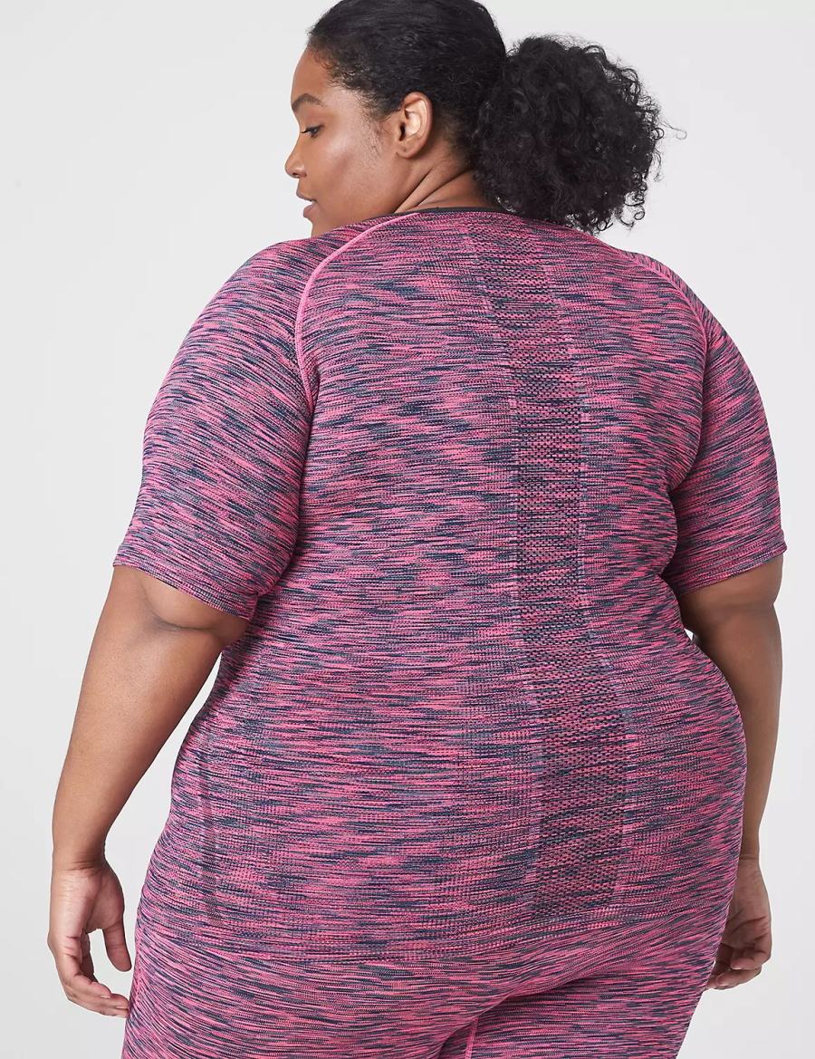 Lane Bryant LIVI Seamless Fitted Spacedye Top Magliette Donna Rosa | AZN8912II