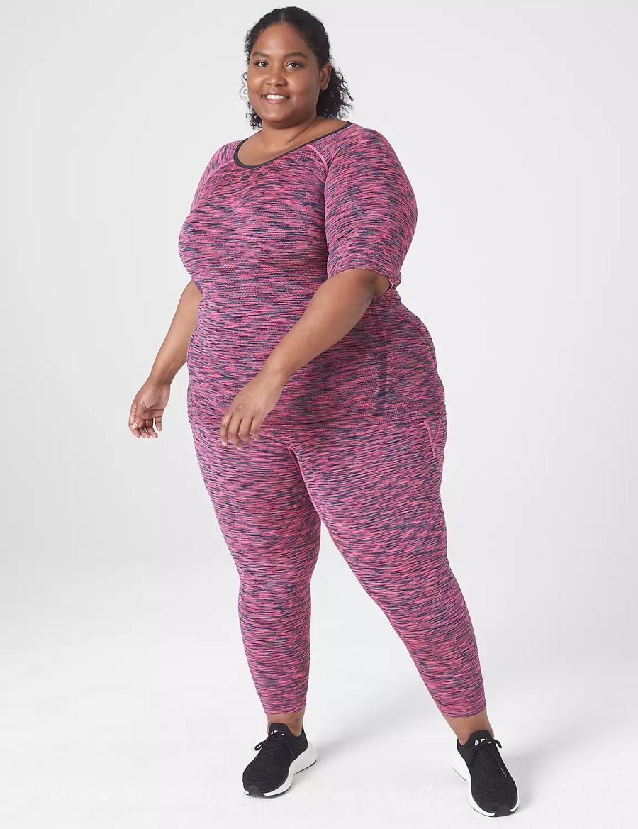 Lane Bryant LIVI Seamless Fitted Spacedye Top Magliette Donna Rosa | AZN8912II