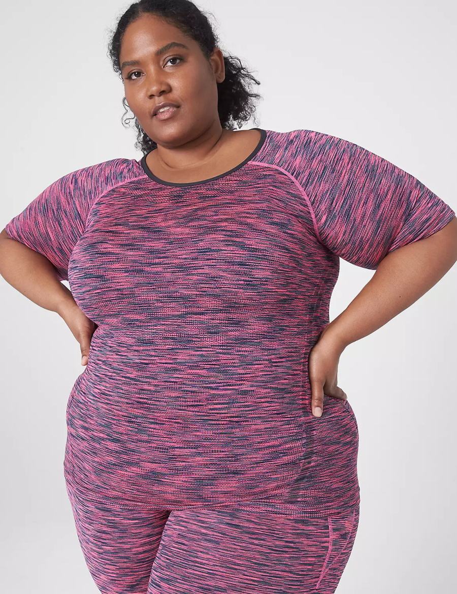 Lane Bryant LIVI Seamless Fitted Spacedye Top Magliette Donna Rosa | AZN8912II