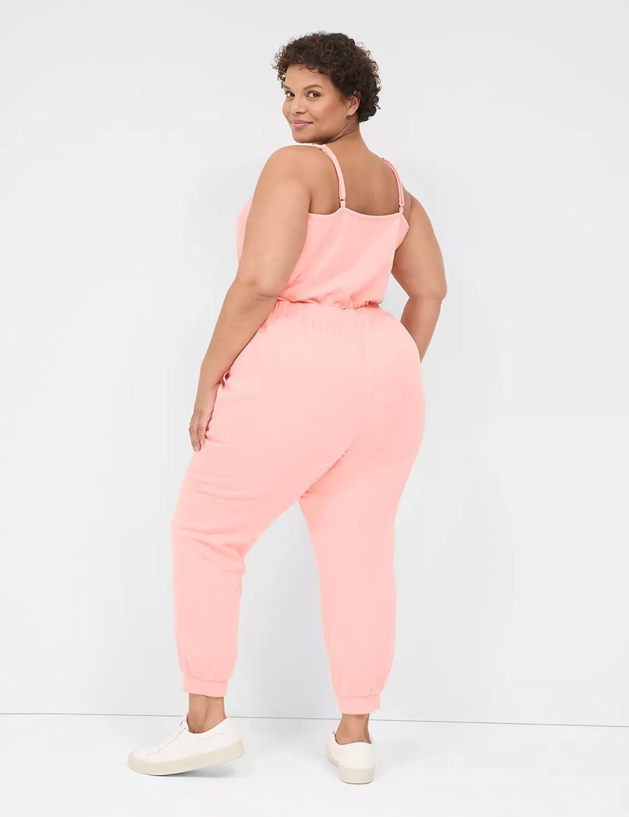 Lane Bryant LIVI Sleeveless French Terry Jumpsuit Donna Rosa | QXC2851XN